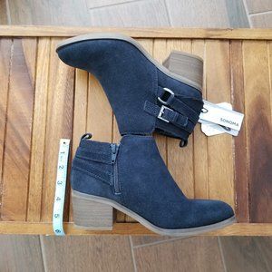 Blue Suede Ankle Boots